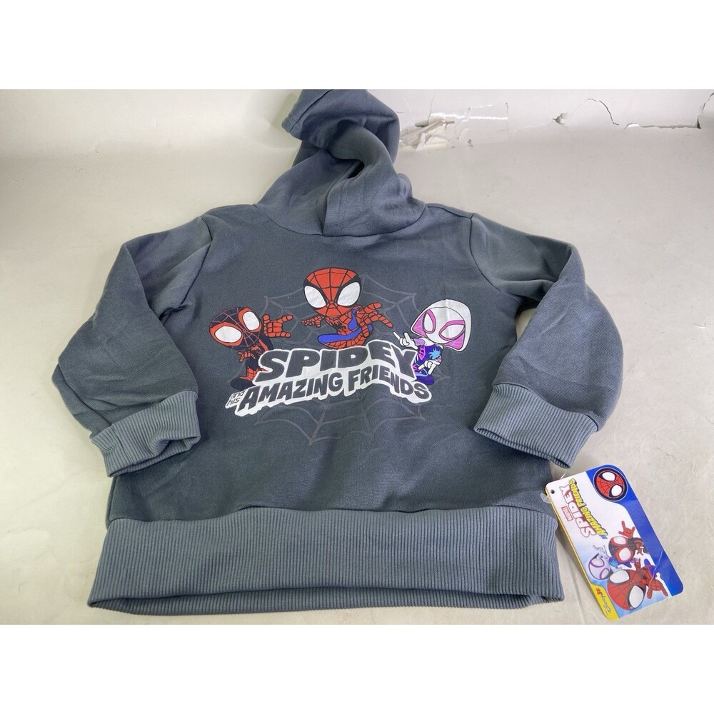 Marvel Spidey and his Amazing Friends Gray Pullover Hoodie Toddler Boys Size 3T